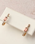 Pink Tourmaline and Diamonds Rectangular Hoops
