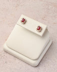 Ruby Studs with Diamond Baguette Halo