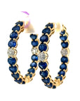 Blue Sapphire and Diamond Yellow Gold Hoop