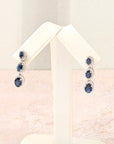 Triple Sapphire Halo Drop Earrings