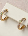 Diamond Pavé and Emerald Round Hoops