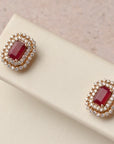 Ruby Double Halo Diamond Studs