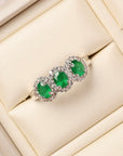Three-stone Oval Emerald Ring