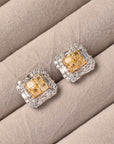 Yellow and White Baguette Diamond Studs