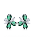 Arete tipo flor y esmeralda