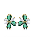 Arete tipo flor y esmeralda