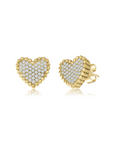 Arete stud corazón pave cuentas alrededor