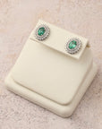 Double Halo Oval Emerald Studs