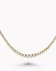 Tennis necklace riviera 3 prongs, graduated