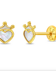 Mother of Pearl Princess Heart Baby Studs