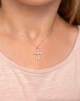 Pink Heart Cross Necklace