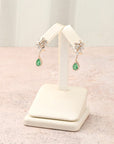 Pear Emerald Halo Drop Earring