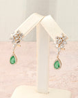 Pear Emerald Halo Drop Earring