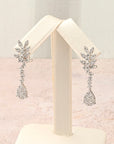 Diamond Leaf and Pear Drop Earrings