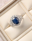 Sapphire Diamond Halo Ring