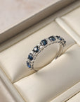 Half Sapphire and Diamond Eternity Ring
