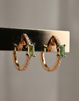 Mini Emerald and Diamond Hoop