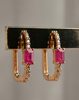 Rectangular Diamond and Ruby Hoop