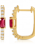 Rectangular Diamond and Ruby Hoop