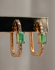 Rectangular Diamond and Emerald Hoop