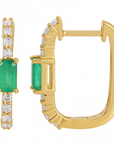 Rectangular Diamond and Emerald Hoop