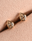 Mini Pear Bezel White Sapphire Studs