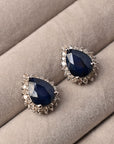 Pear Shape Sapphire and Diamonds Studs