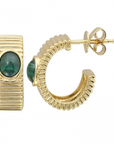 Fluted Oval Malachite J Hoop Earrings