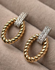 White and Yellow Gold Chain Earrings