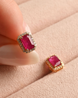 Ruby Halo Stud