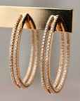 Double Line Diamond Oval Hoops