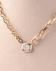 Chunky Chain and Square Bezel Pavé Pendant