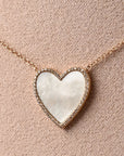 Mother of Pearl and Diamond Heart Pendant