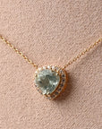 Aquamarine Diamond Halo Necklace