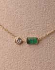 Diamond and Emerad Bezel Pendant