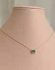 Emerald Diamond Halo Necklace