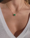 Diamond Double Halo and Emerald Necklace