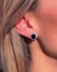 Sapphire Oval Halo Studs