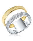 Anillo 2 bandas lisa y brillantes | Anillo | Silver Collection | Oro | Gardenia Blanca