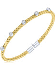 Pulsera aro trenzado mate con brillantes | Pulsera | Silver Collection | Oro | Gardenia Blanca
