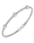 Pulsera aro trenzado cuadro brillantes | Pulsera | Silver Collection | Plata | Gardenia Blanca