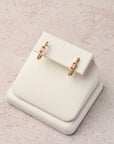 Pink Tourmaline and Diamonds Rectangular Hoops