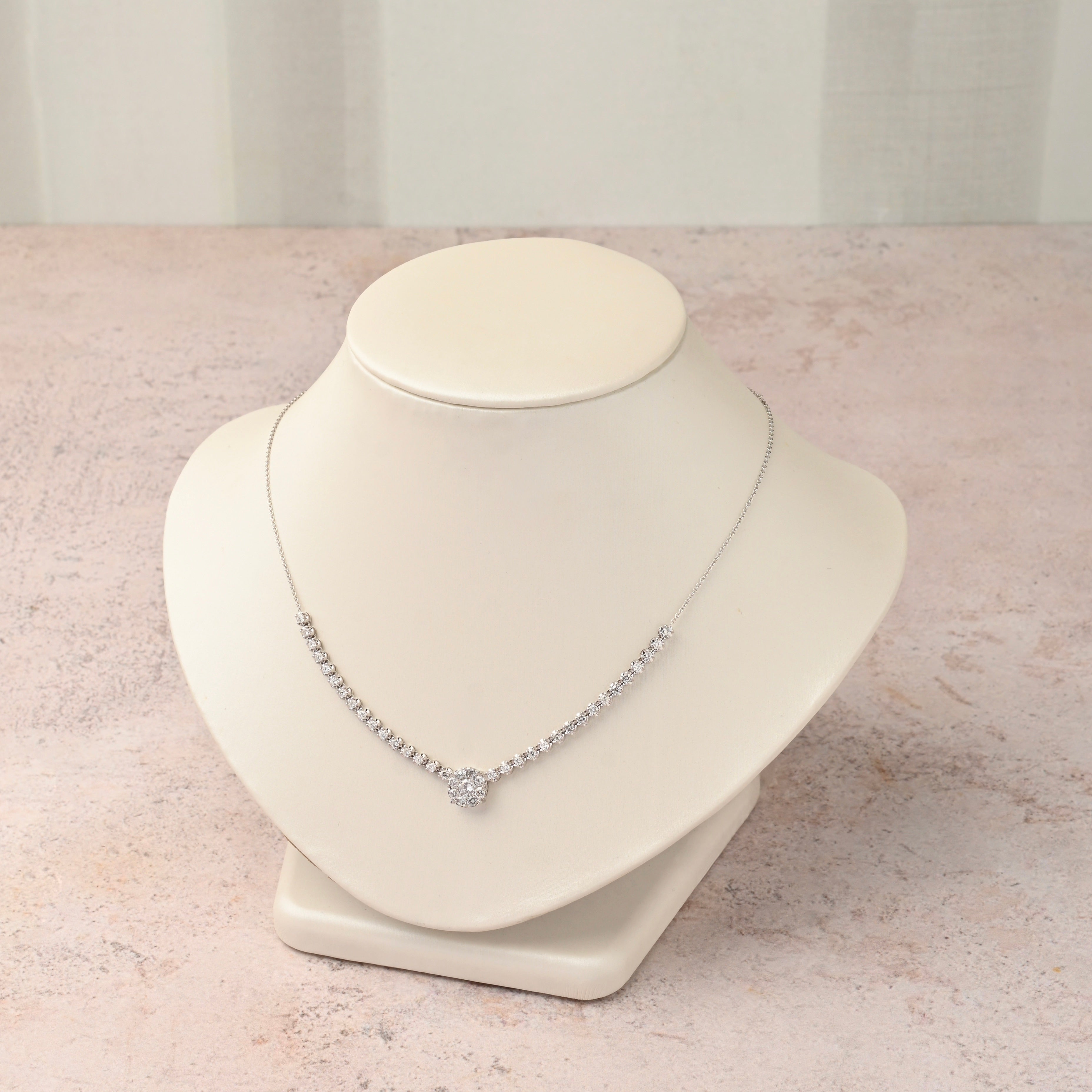 Choker Center Diamond Cluster Necklace