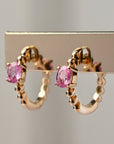 Pink Sapphire Mini Hoops
