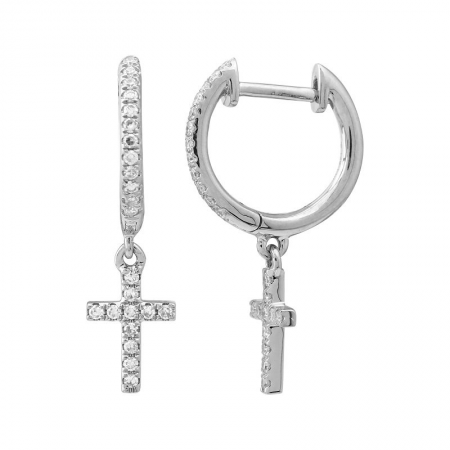 Dangling Cross Huggie Earrings