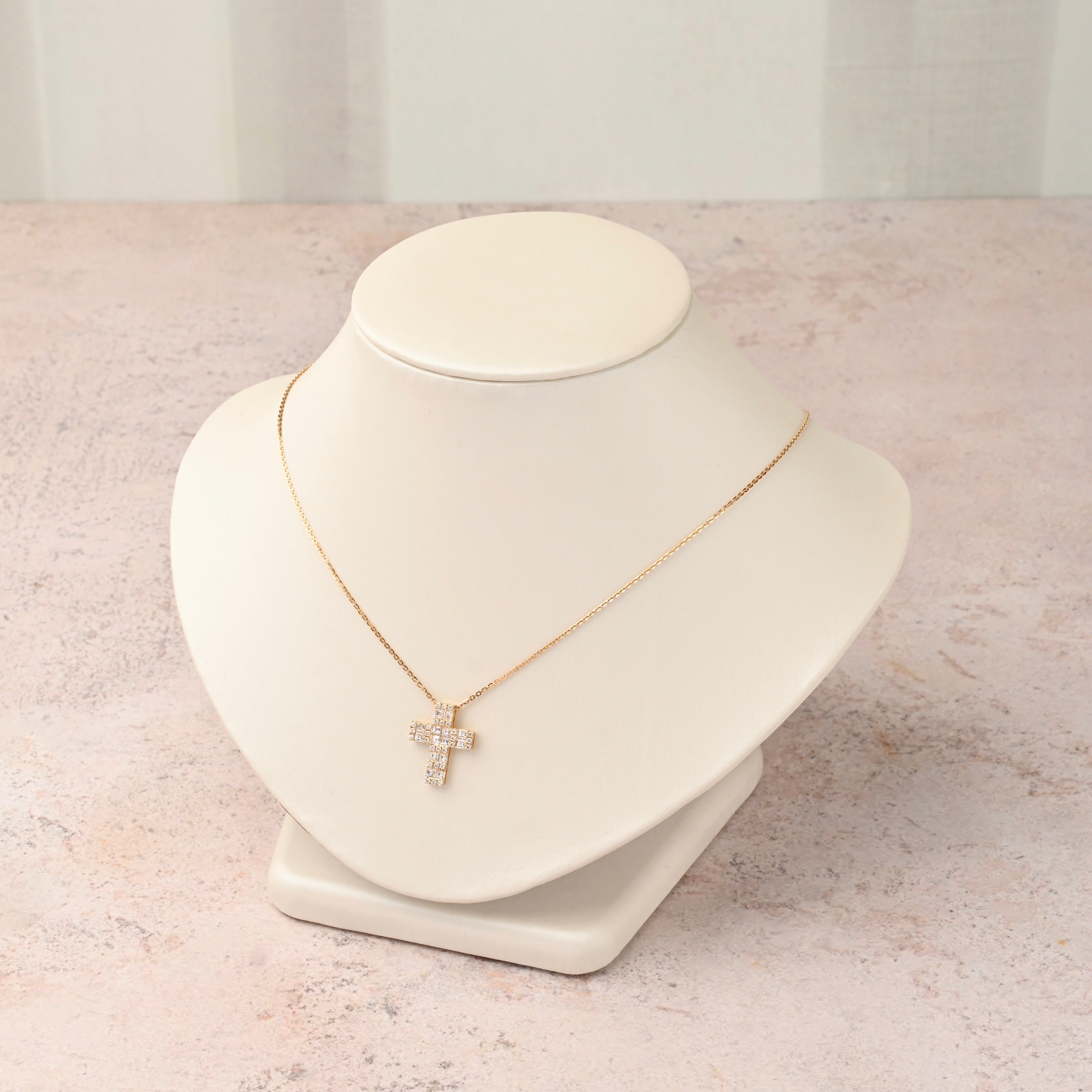 Baguette Diamond Cross Necklace