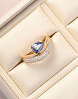 Bezel-Set Pear Sapphire and Diamond Ring