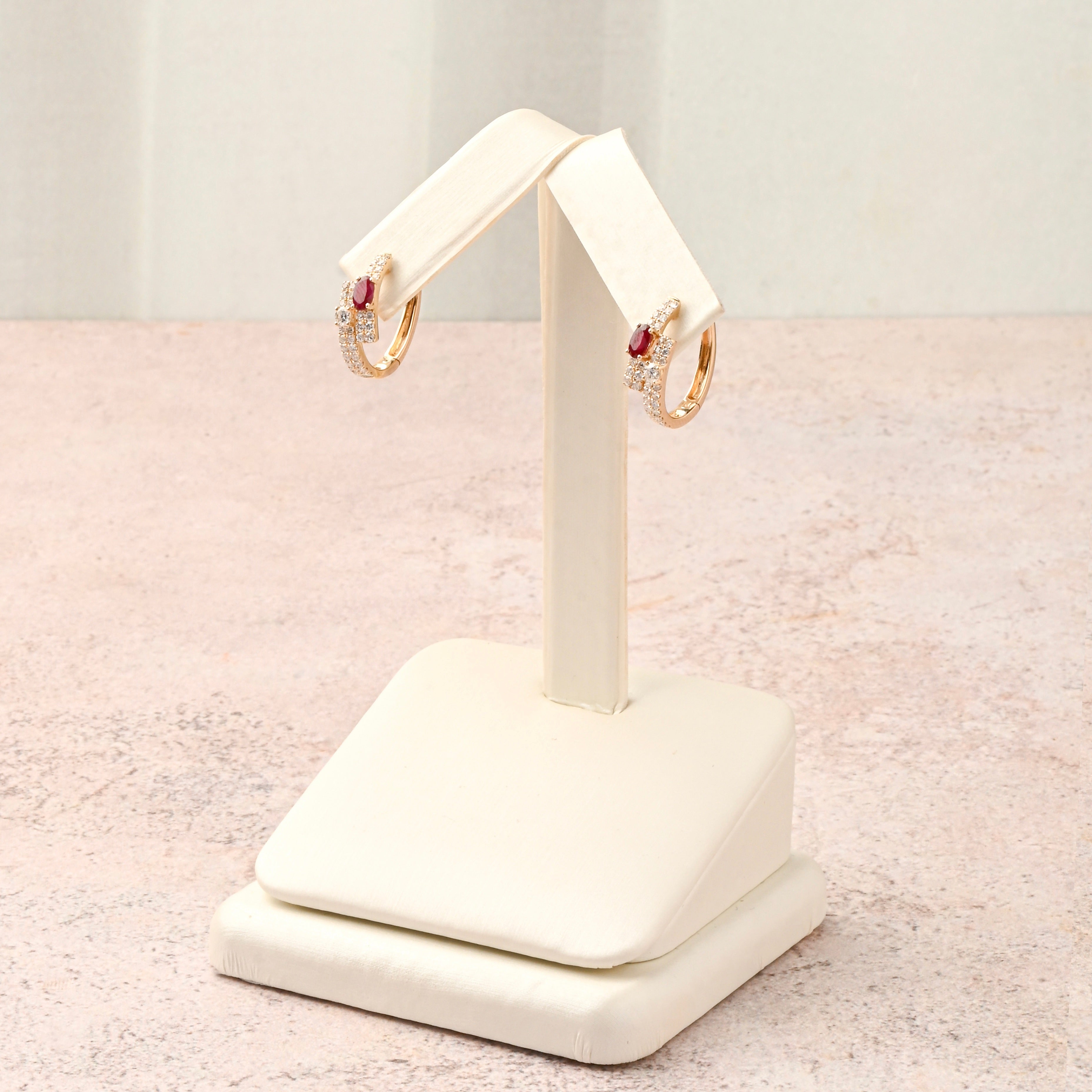 Oval Ruby Pavé Hoop Earrings