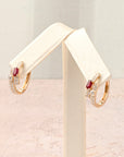 Oval Ruby Pavé Hoop Earrings