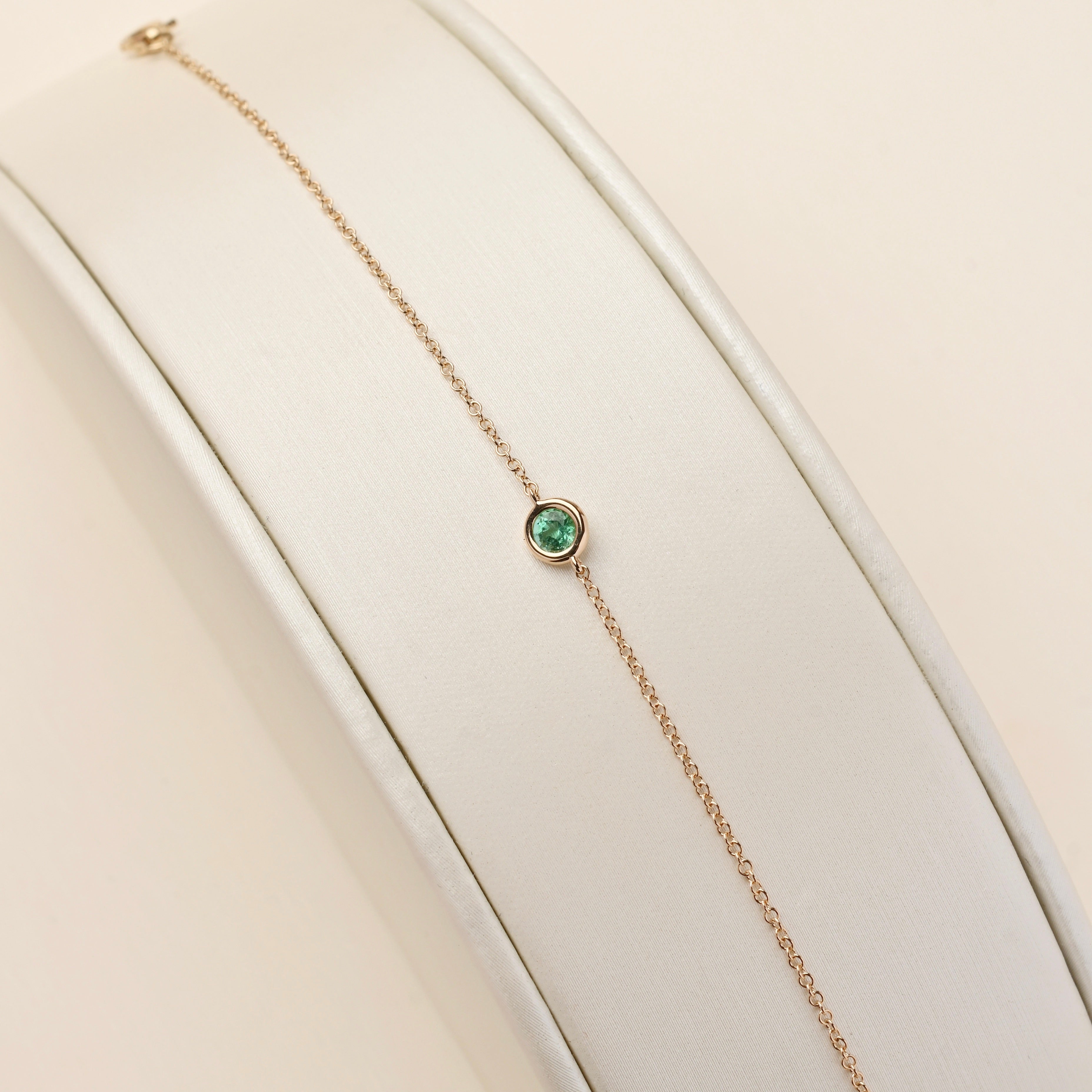 Emerald Bezel Delicate Bracelet